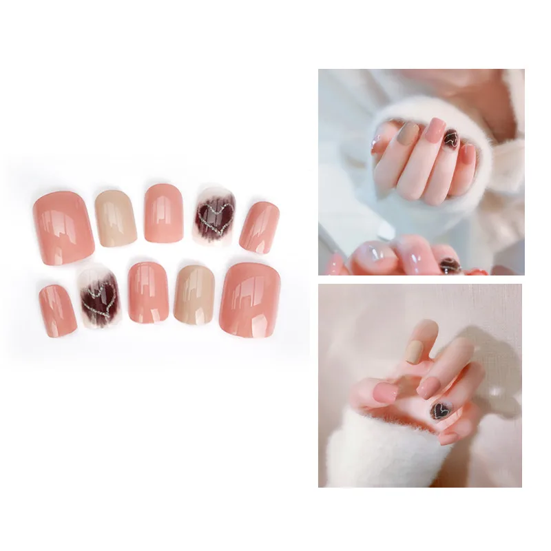 24 шт./компл. Нежные милые женские Модные Акриловые розовые накладные ногти для