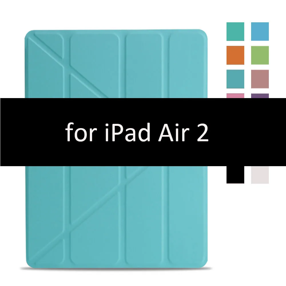 Blue2-2 Чехол для iPad Air 2 1, чехол, из искусственной кожи и ультратонкая задняя крышка из поликарбоната, умный чехол, Магнитный чехол для iPad air 2, A1566, A1567, откидная подставка - Цвет: Blue2-2