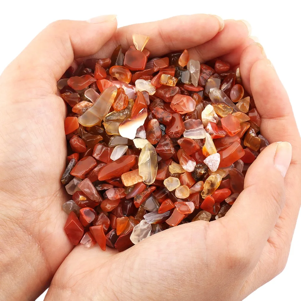 460g Natural Red Carnelian Tumbled Stone Chips Beads Crushed Pieces Irregular Stones Jewelry Accessory For Making Decoration
