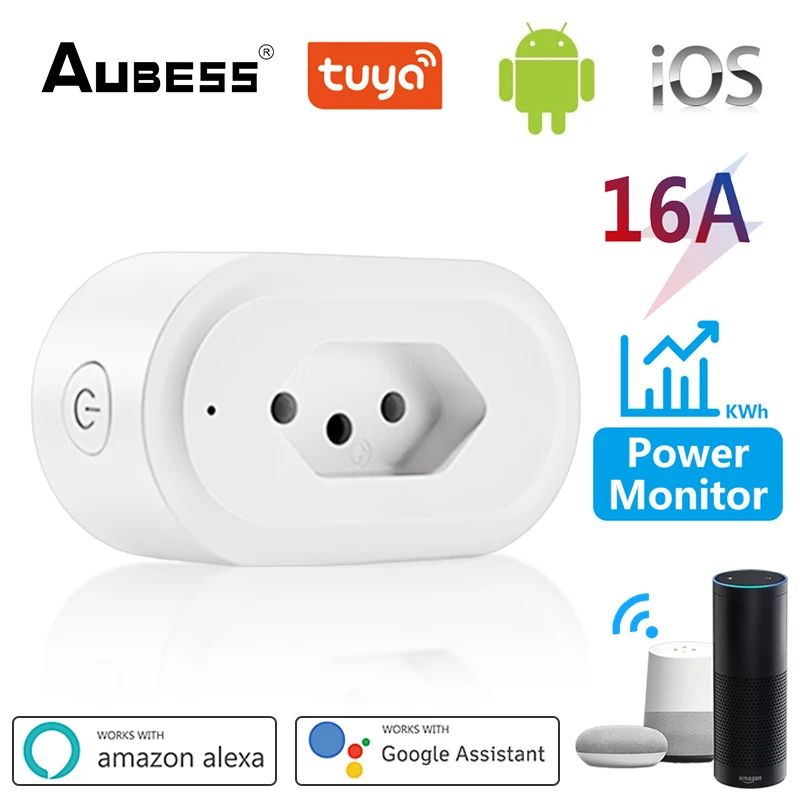 

Aubess BR WiFi умные розетки с монитором питания умная жизнь розетка с дистанционным управлением работает с Alexa Google Home