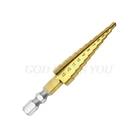 На возраст от 3 до 13 лет mm HSS Титан покрытием Шаг сверло конус шестигранным хвостовиком рассверливания Мощность инструменты для обработки металла, дерева, Прямая доставка