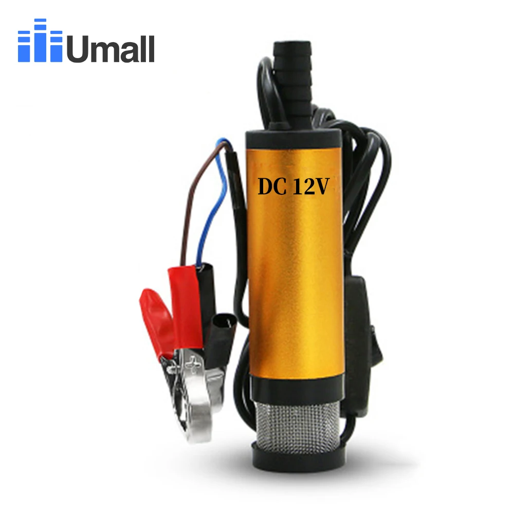 External 12V clip Портативный мини 12 В 24 В DC Электрический погружной насос для перекачки дизельного масла воды алюминиевого сплава оболочки 12л/мин насос передачи топлива - Напряжение: External 12V clip