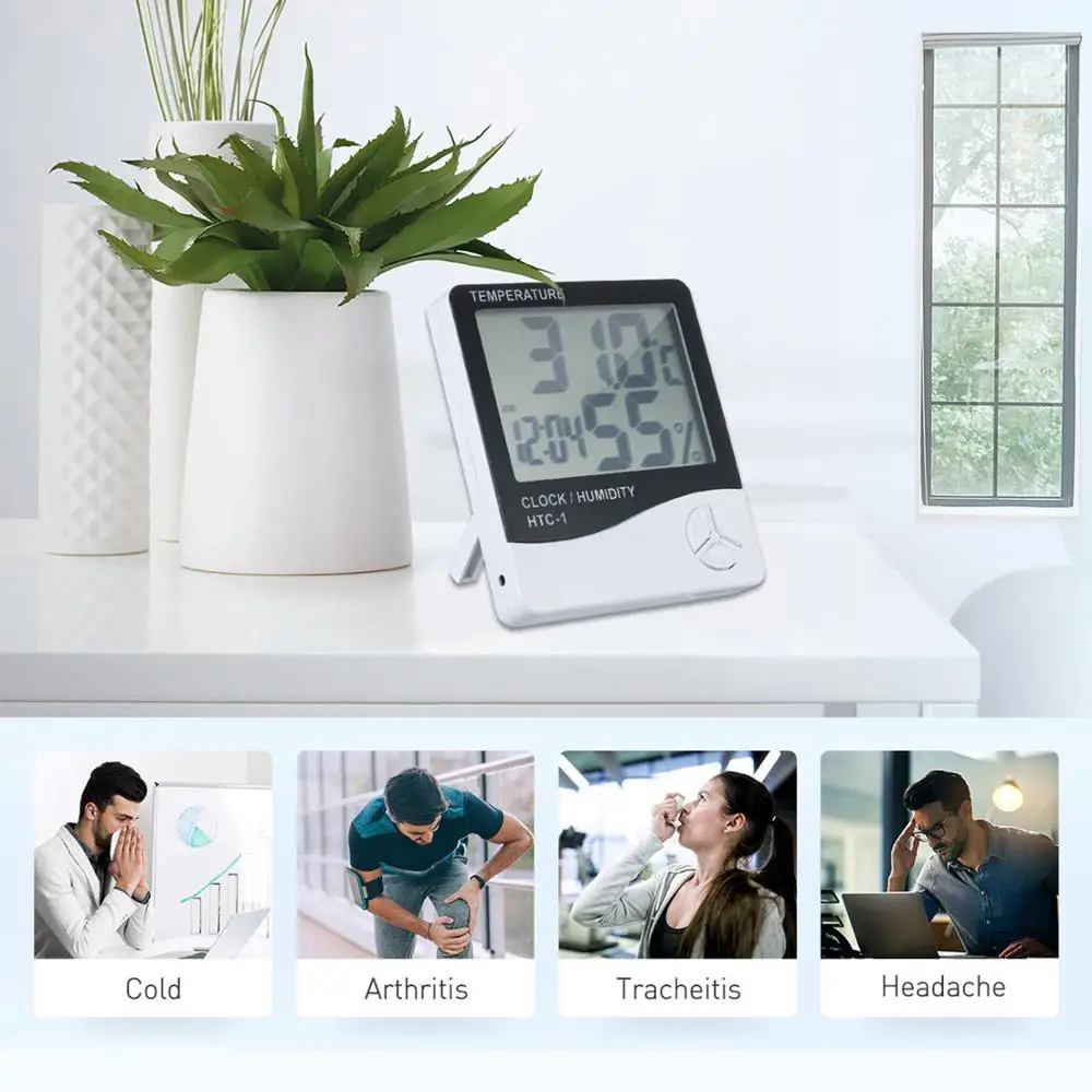 ЖК-цифровой термометр гигрометр Измеритель температуры и влажности Будильник