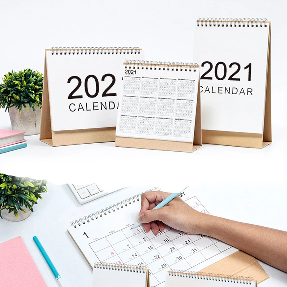 

Calendar 2021 Delicate Simple Desk Refreshing Mini Desktop Note Coil Calendar Book School Office Supplies