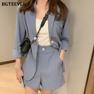 Женский брючный костюм BGTEEVER, повседневный свободный Блейзер и широкие шорты с высокой талией, лето-осень, 2020