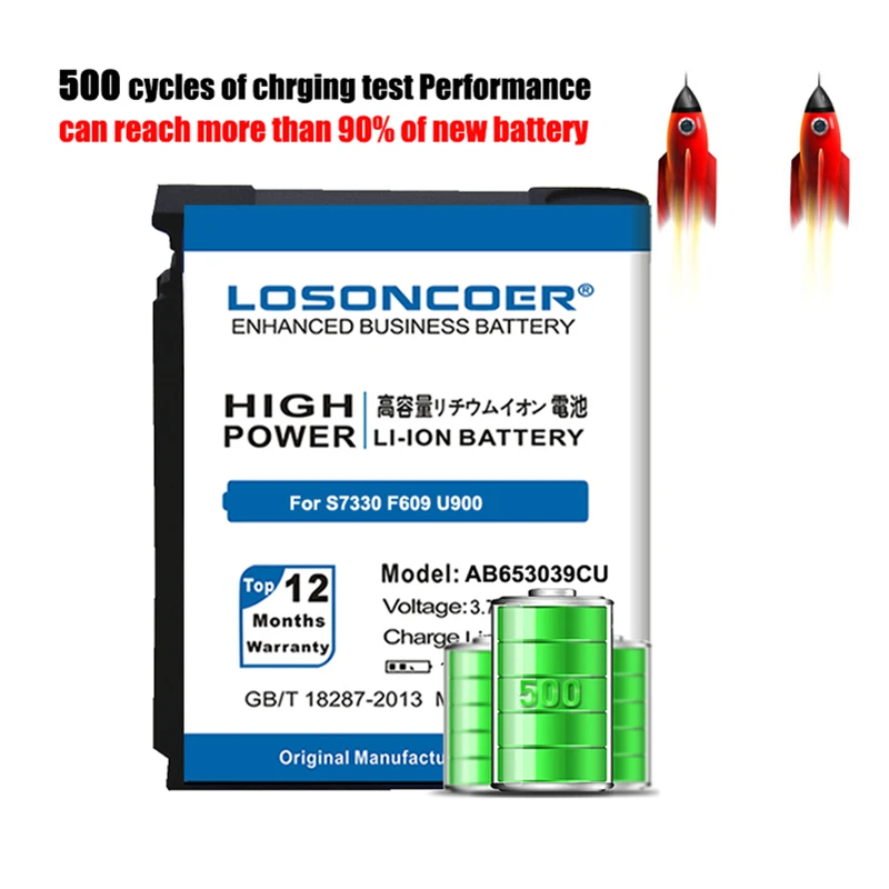 Аккумулятор LOSONCOER AB653039CU 1600 мАч для Samsung U900 E958 S7330 F609 U800E быстрая
