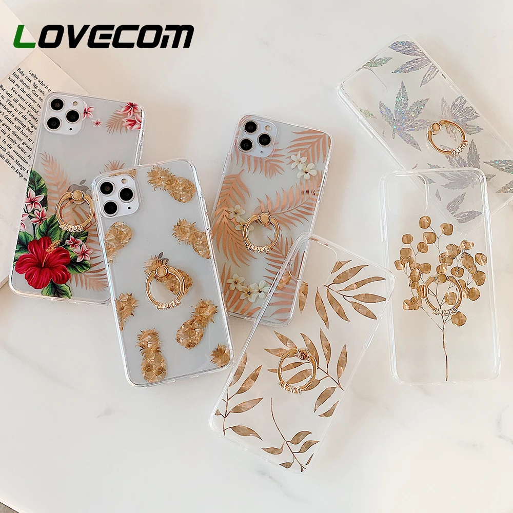 Сусальное золото цветочное кольцо держатель чехол для телефона iPhone 12 мини 11 Pro Max