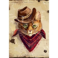 5d diy cowboy cat diamond painting full squareround drill embroidery cross stitch mosaic craft kit home decor christmas gift
