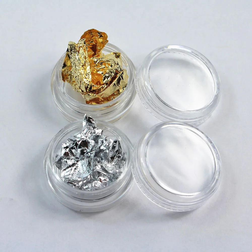 3 коробки для ногтей Блестки дизайна блестки хлопья золото серебро алюминий