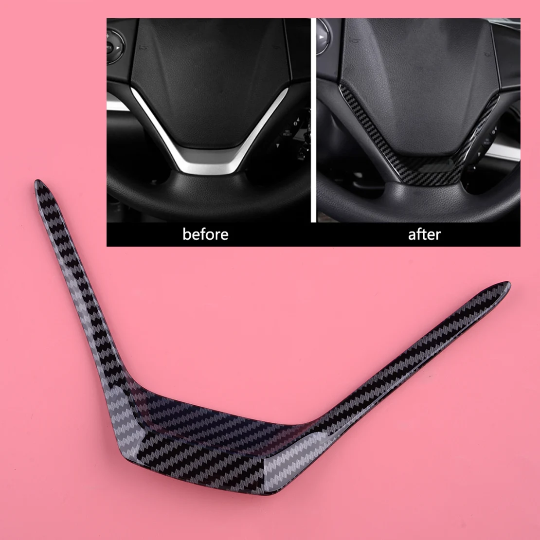 

Carbon Fiber Style Steering Wheel Cover Trim Fit For Honda CR-V CRV 2012 2013 2014-2016