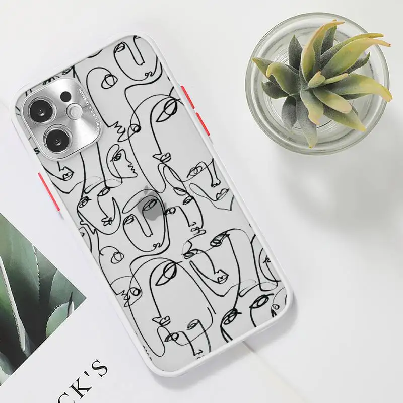 

Funny Face Abstract Cartoon Phone Case For iPhone 12 11 Mini Pro XR XS Max 7 8 Plus X Matte transparent White Back Cover