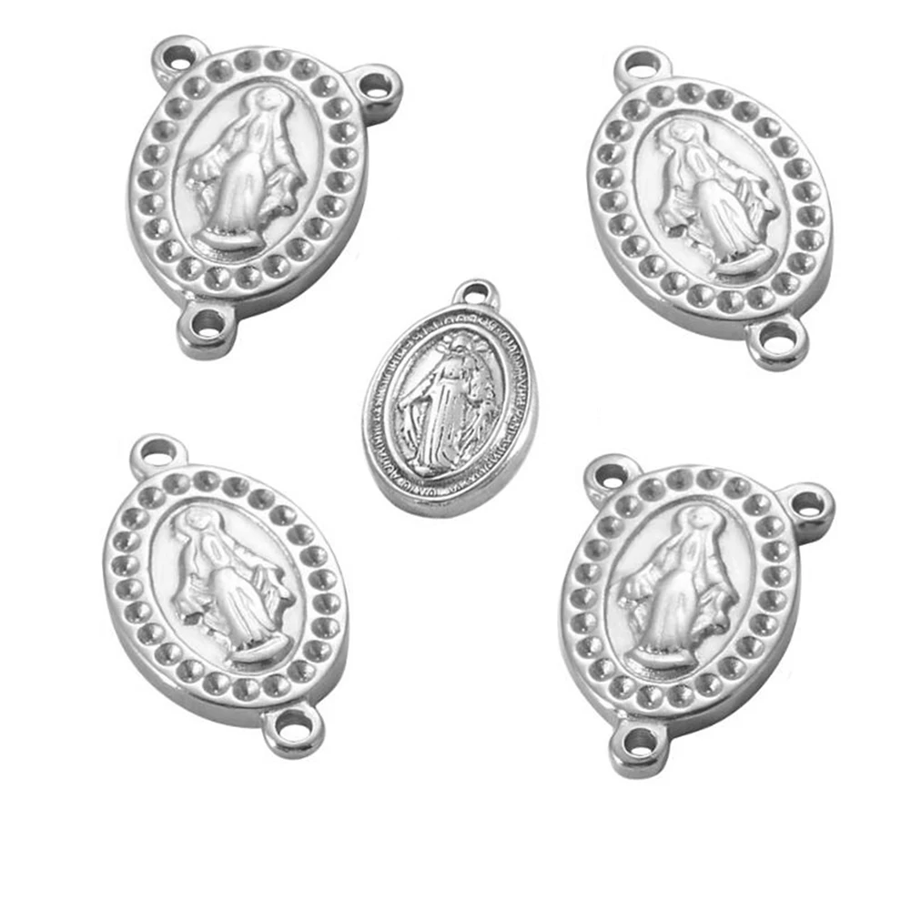 

10pcs Stainless Steel Rosary Necklace Connector Charms DIY Religious Cross Accessory Finding ,Hypoallergenic