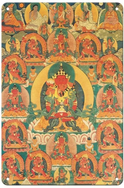 

infinite life Wang Zang Tangka Buddhist painting art print in various colors 8 x 12 in tin sign