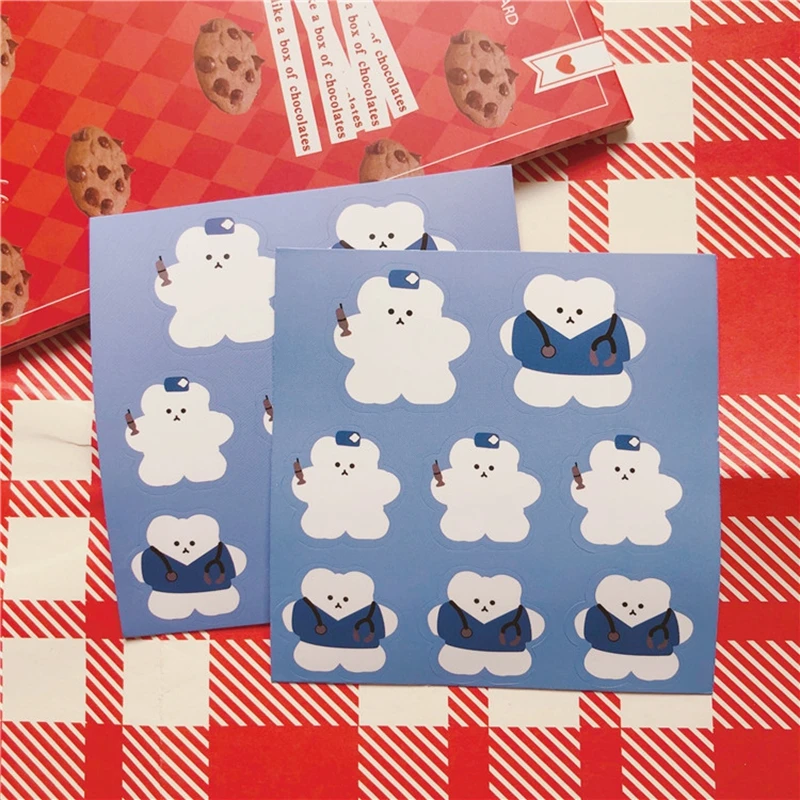 Kawaii Soft Bear Stickers Kids DIY Scrapbooking Stickers Mobile Phone Decorative Sticker School Supplies Escolar Papeleria