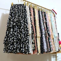 summer sweet floral printed tiered chiffon long skirt cascading ruffled cakee a line long chiffon skirts