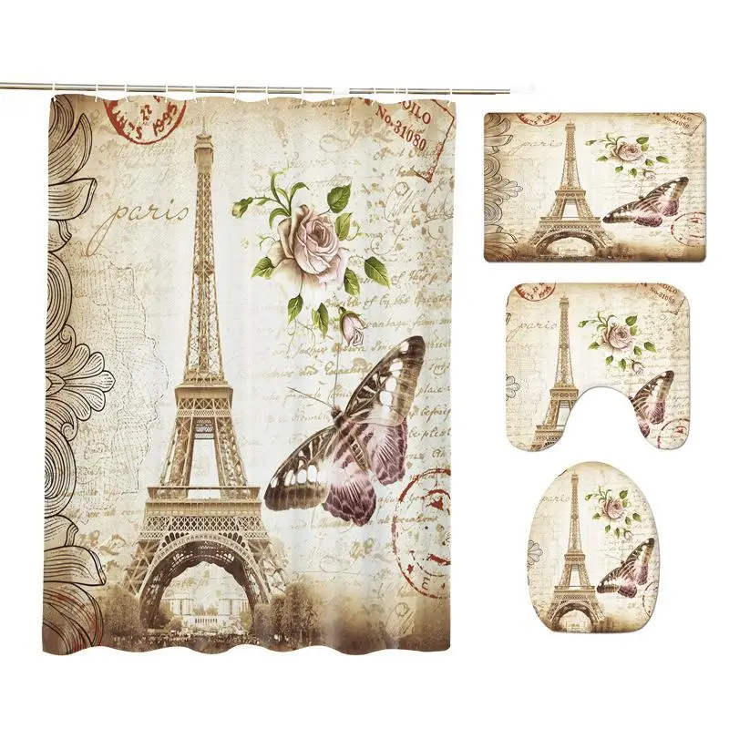 

Famous Painting Printing Bath Curtain Architectural Landscape 3D Style Polyester Bath Curtain Waterproof Bath Curtain