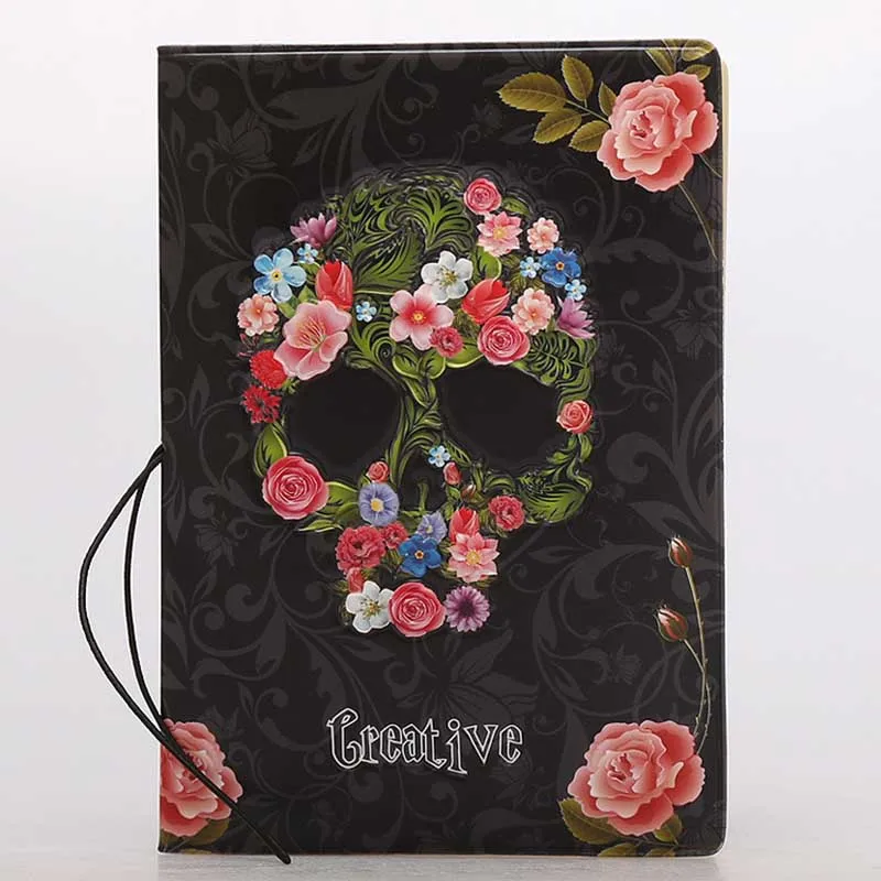 

Travel Accessories Flower Skull Passport Holder PVC 3D Print Leather Travel Passport Cover Case Card ID Holders 14cm*9.6cm