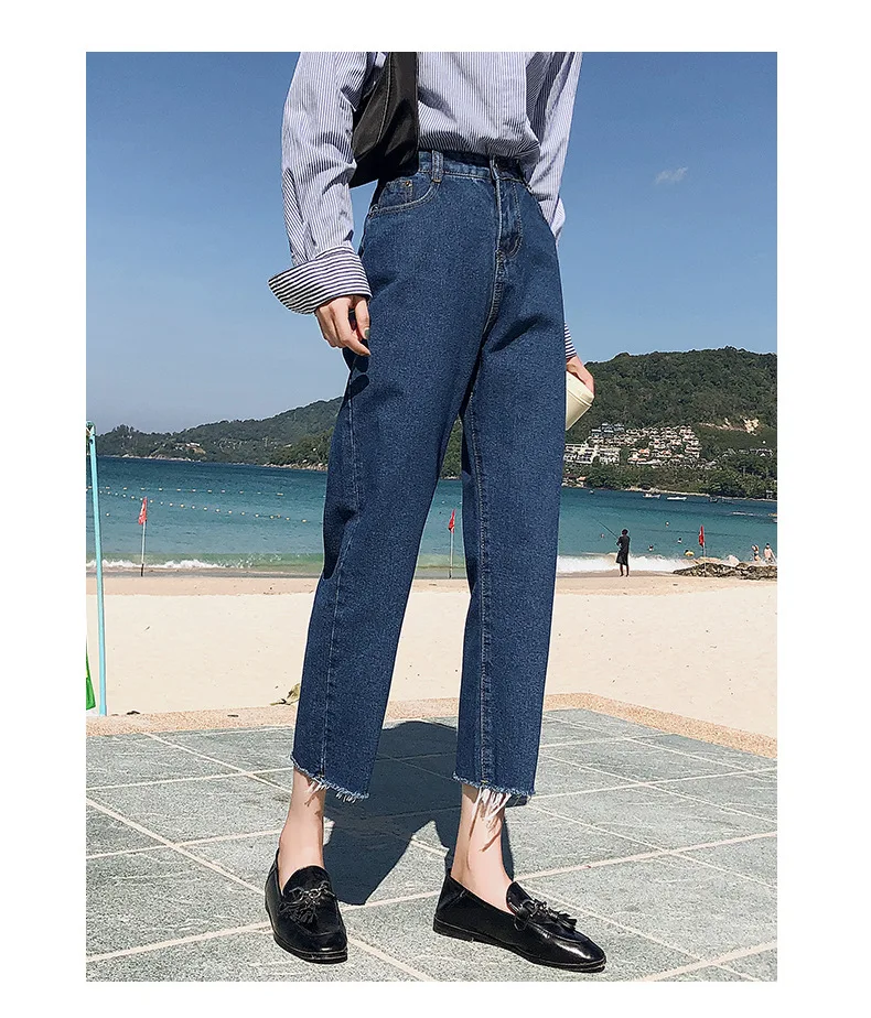 

Women's high waist jeans pants Cropped straight-leg pants