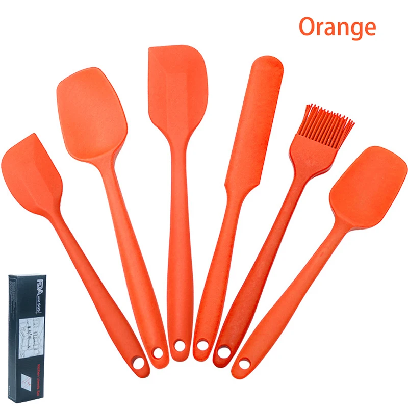 

6 Piece Multiple Color Silicone Baking Spatula Heat-Resistant Non-stick Cooking Kitchen Utensils Non-deformable Soft