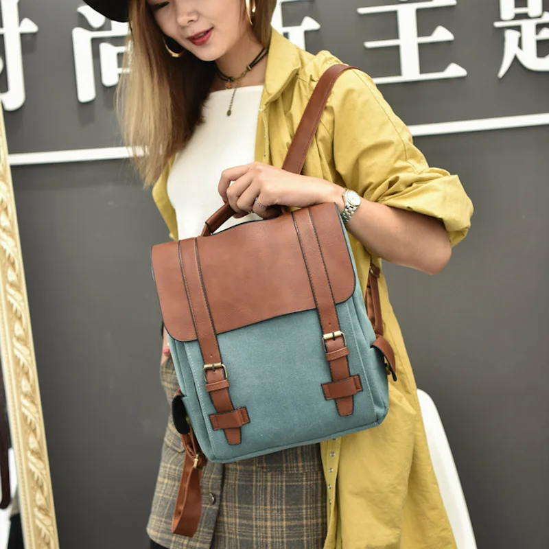 

Vintage Women Canvas Backpacks for Teenage Girls School Bags Large High Quality Patchwork Retro Backpack Escolares Bag Sac A Dos
