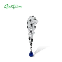 santuzza silver pendant for women authentic 925 sterling silver leopard panther sparkling black spinel trendy party fine jewelry
