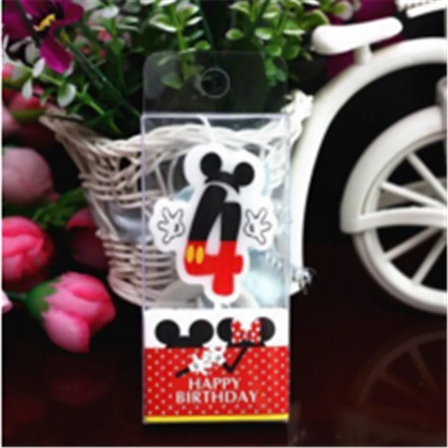 Модные свечи с цифрами в виде торта Микки Мауса вечерние украшения для детей на