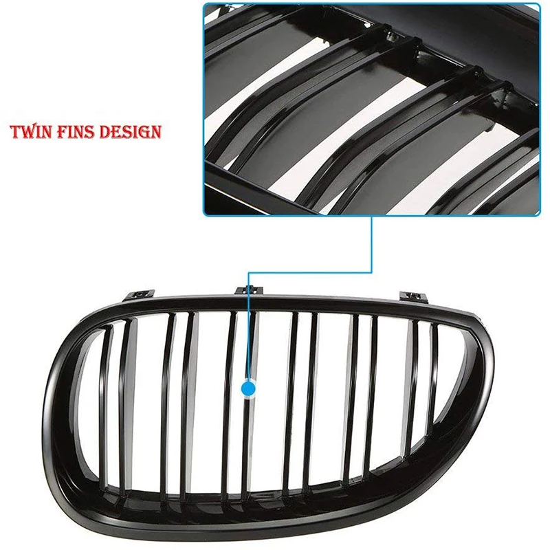 Сменные решетки для переднего бампера BMW 5 серии E60 E61 2003-2009 (матовый черный) |