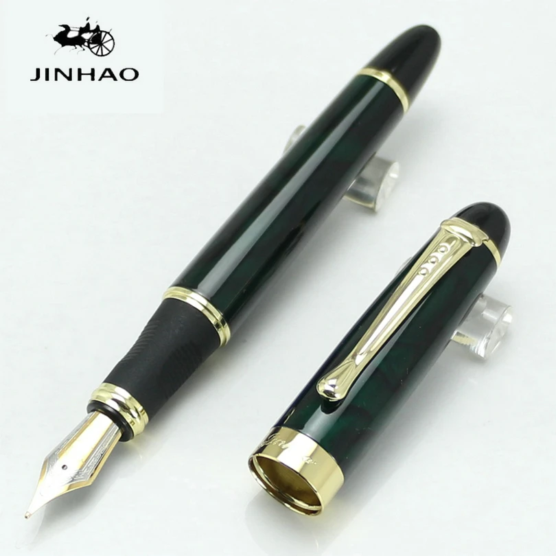 JINHAO X450 Limited Edition Fountain Pen Ink Pens Dark Green and Golden 18KGP Iraurita Nib Full Metal Blue Red 21 Colors |