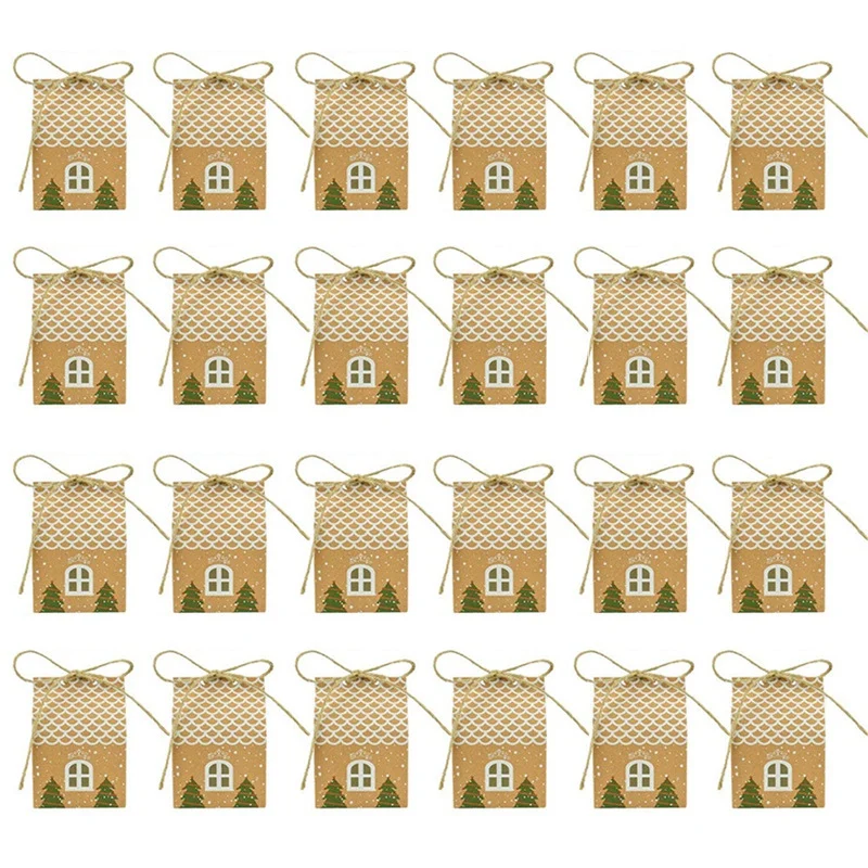 24 набора Рождественская домашняя упаковочная коробка подарочные пакеты для