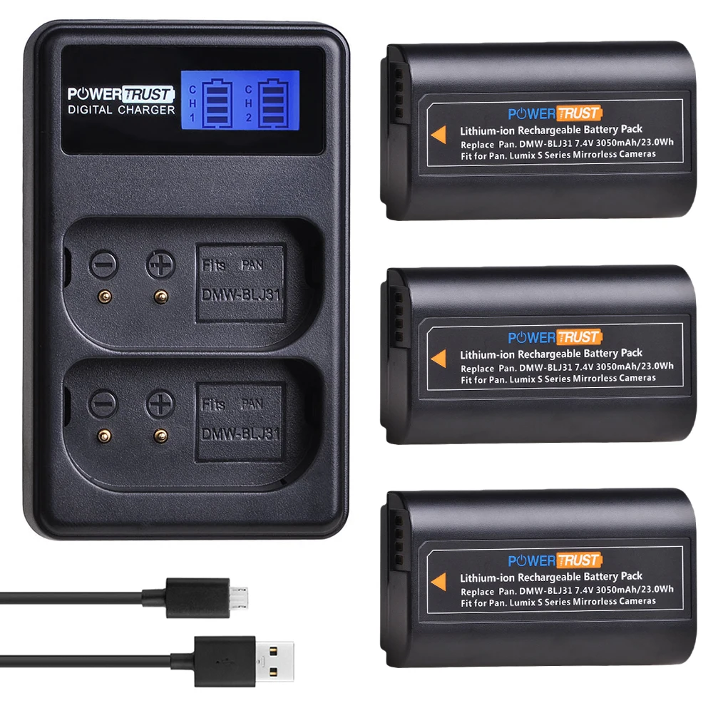 3Battery Set 2x7,4 V 3050mAh DMW-BLJ31 DMWBLJ31 BLJ31 батарея+ lcd USB двойное зарядное устройство для камер Panasonic LUMIX S1, S1R, S1H, LUMIX серии S - Цвет: 3Battery Set
