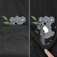 t shirt summer pocket koala printed t shirt men for women shirts tops funny cotton black tees