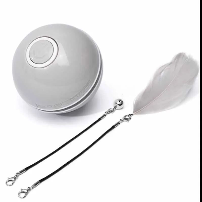 

NEW Automatic Smart Cat Toys Ball Interactive Catnip USB Rechargeable Self Rotating Colorful Led Feather Bells Cats Kitten Toys