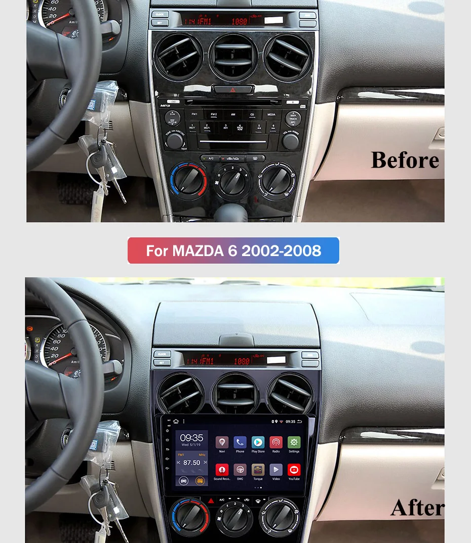 2G ram 32G rom 9 дюймов Android 8 1 HD сенсорный мультимедийный плеер для 2002 2008 старая Mazda 6 gps