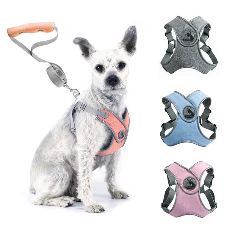 

Reflective Dog Harness and Leash Set For Small Medium Dogs Breathable Mesh Harnesses Vest Puppy Cats Chest Strap Pet Supplies