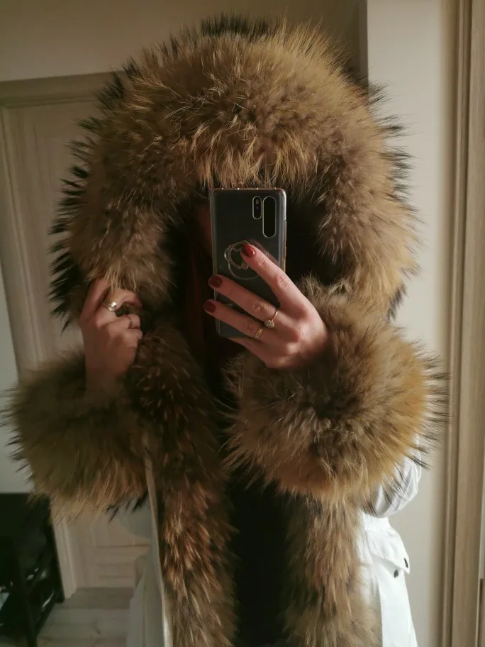 Womens Winter Parka With Real Fur 2020 New Fashion 100% natural Fox fur collar Waterproof WHITE jacket female Long Warm