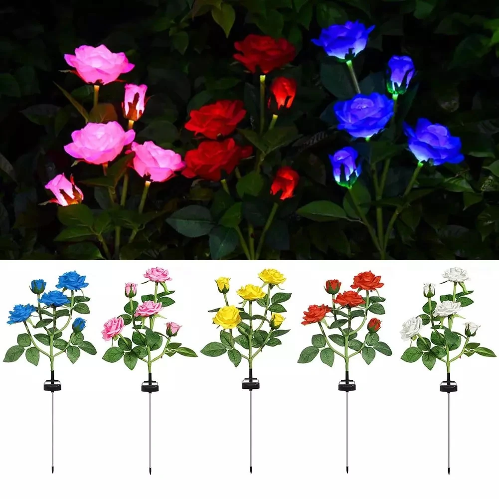 

5LED Solar Rose Garden Lamp Outdoor LED Solar Light RGB Color Lily Garden Flower Lamp Solar Powerd Yard Lawn Path Lights