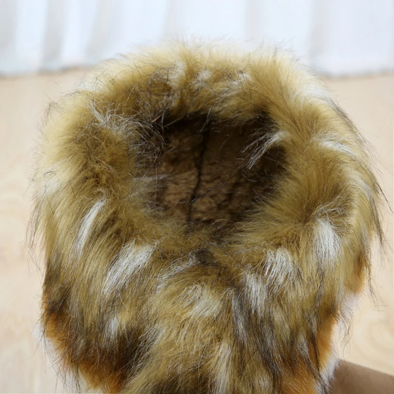 Classic Faux Fox Hair Winter Snow Rain Warm Short fur Boots Women Australian Boots Fashion tube women shoes big size 42