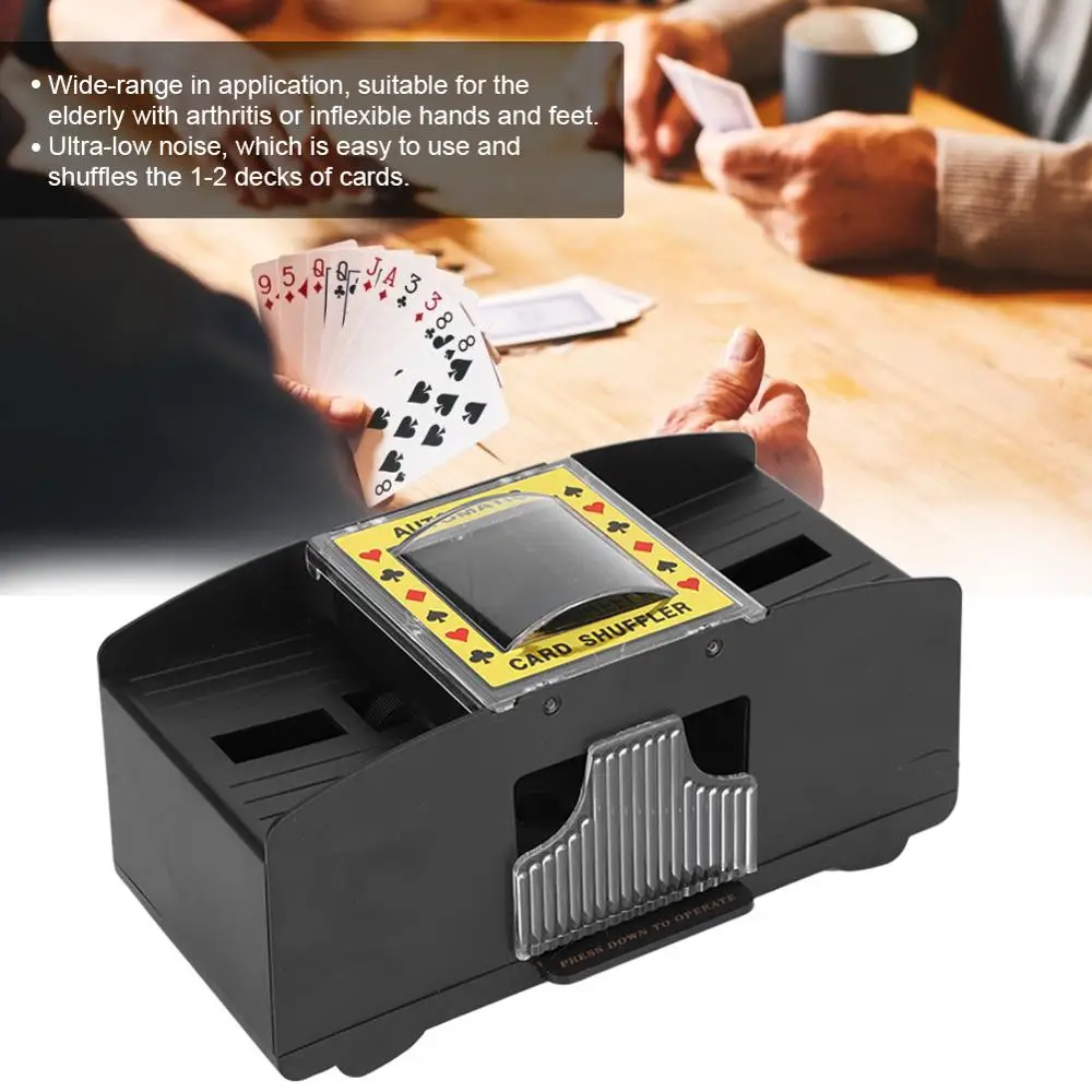 

Adult Elderly Electric Automatic Shuffler 2-Deck Labor-Saving Poker Card Shuffler Tool Accessory Easy to Use Manual Hand Cranked