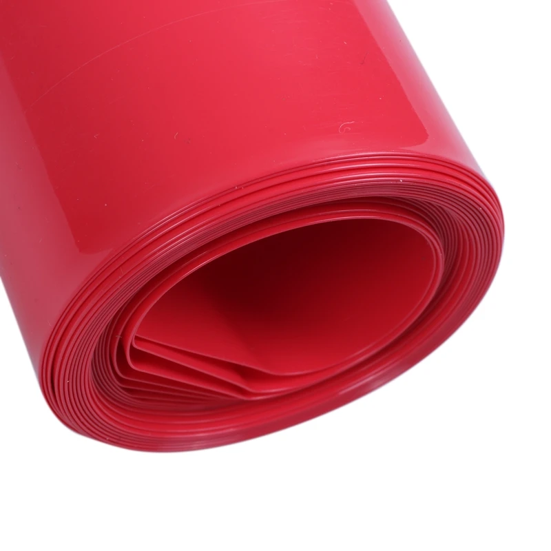 

2M 50mm Width PVC Heat Shrink Wrap Tube Red for 2 x 18650 Battery