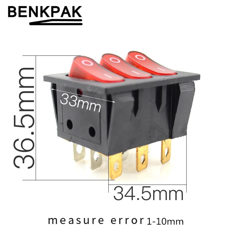 KCD2 302N трехсторонний переключатель с подсветкой 9 контактов|switch ir|switch handswitch contactor |