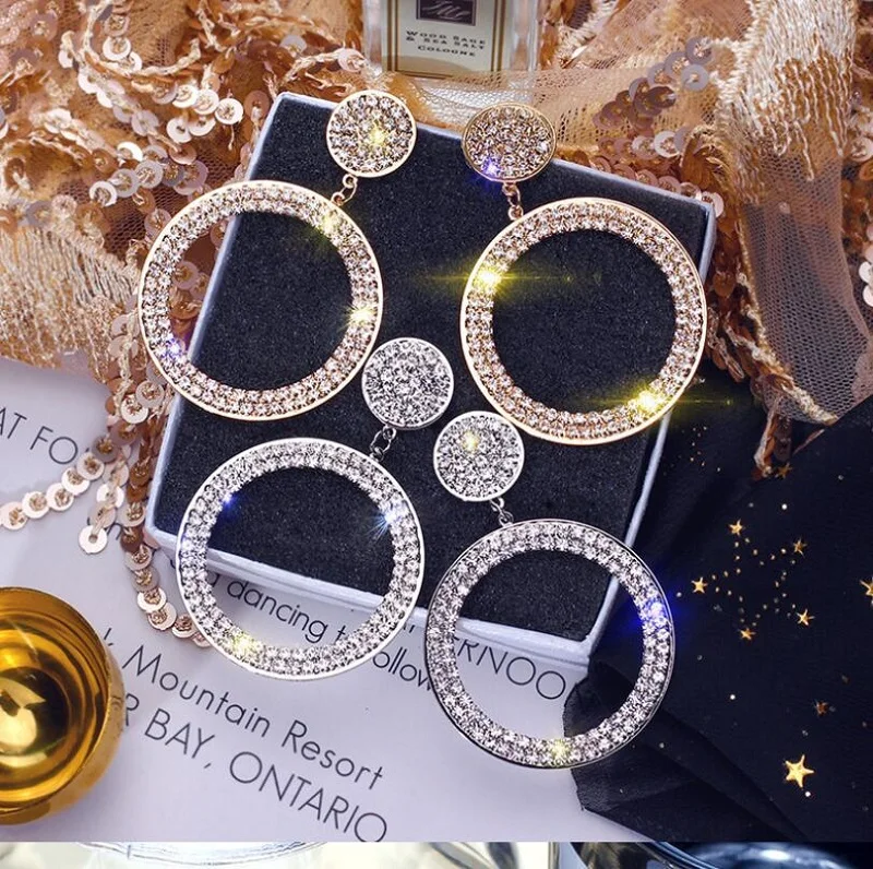 Exknl этнические богемные женские свадебные Висячие серьги круглые корейские