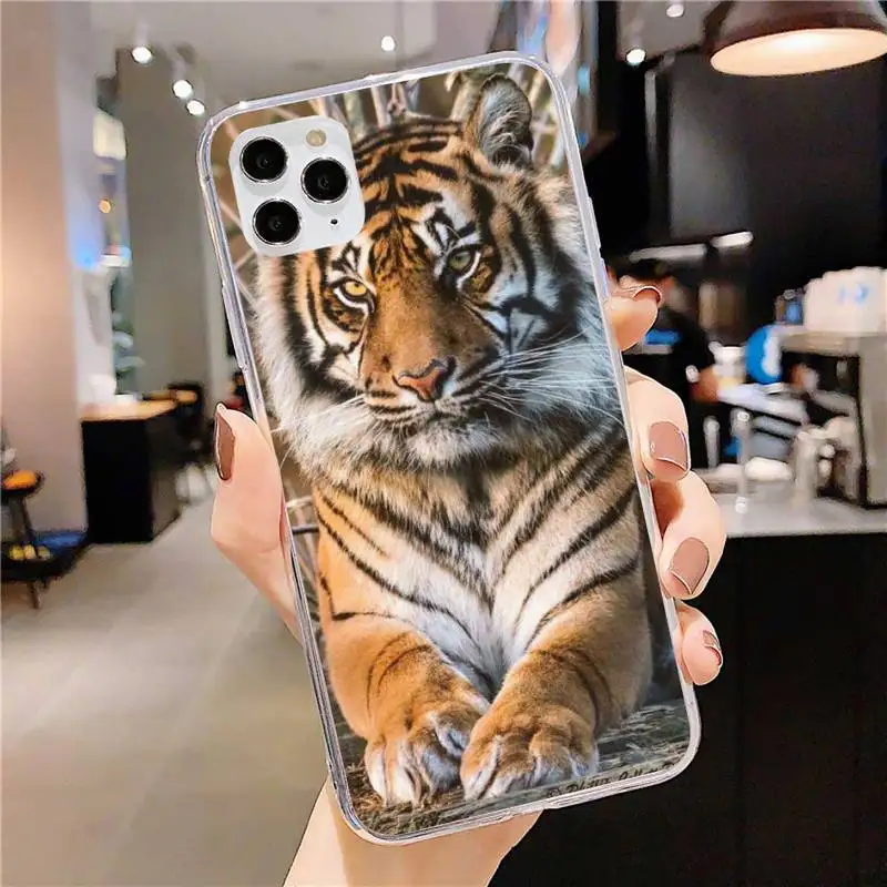 

Animal Tiger Phone Case for iphone 11 12 Pro Max Clear Cover Xs X XR 7 8 6 6S Plus 5 5S SE 2020 Fundas Coque Etui
