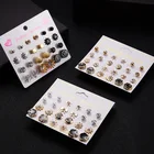 Оптовая продажа, 12 пар носочков на серьги смешанного стиля из Стразы с рисунком 