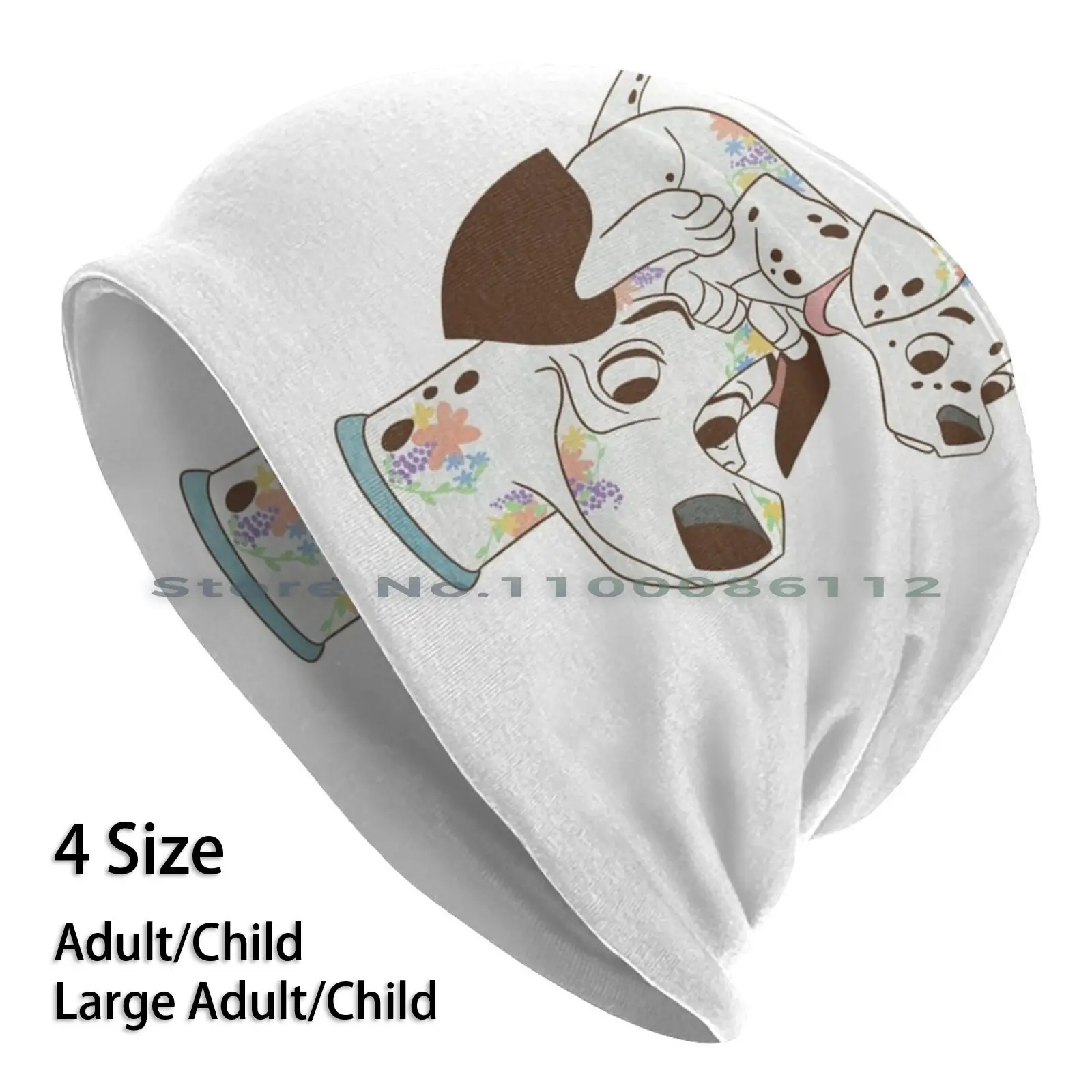 

Вязаная Шапка-бини с пятнами и цветами, 101 далматинцев, Понго Пердита, сто и одна далматинца, щенок, крула, дьявол, счастливая шапка