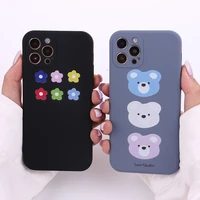 cute bear liquid silicone shockproof phone case cover for iphone 11 12 pro max mini x xr xs 7 8 plus protective soft cover shell