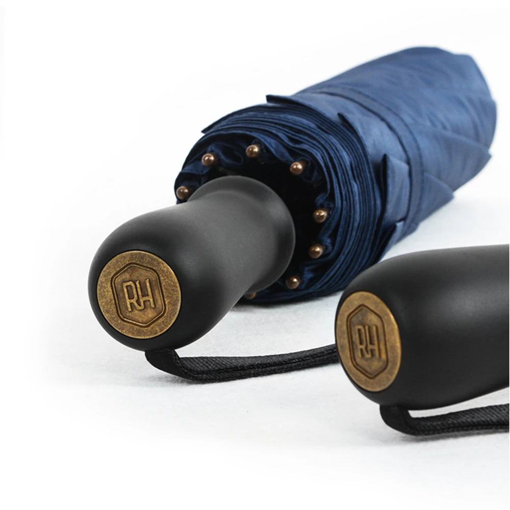 Черный большой складной зонт с тремя ветрозащитными 8 ребрами большие зонты для