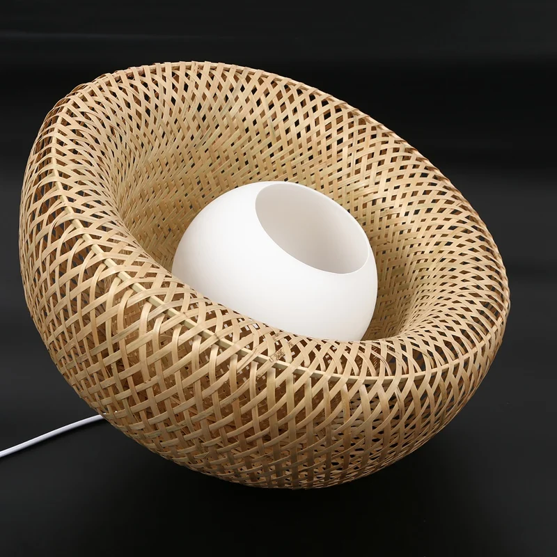 

Vintage Woven Pendant Lamp Natural Bamboo Rattan Chandelier Handmade Garden Hanging Lamp Adjustable Height Hanging Lamps Restaur