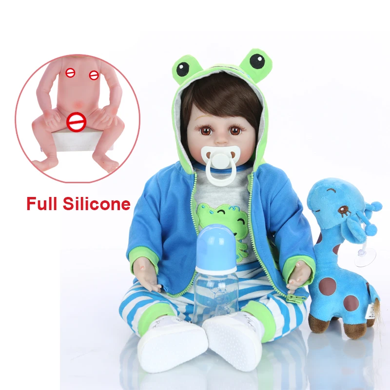 DollMai 18 &quotполный силиконовый винил Reborn Baby куклы для детей подарок на день рождения