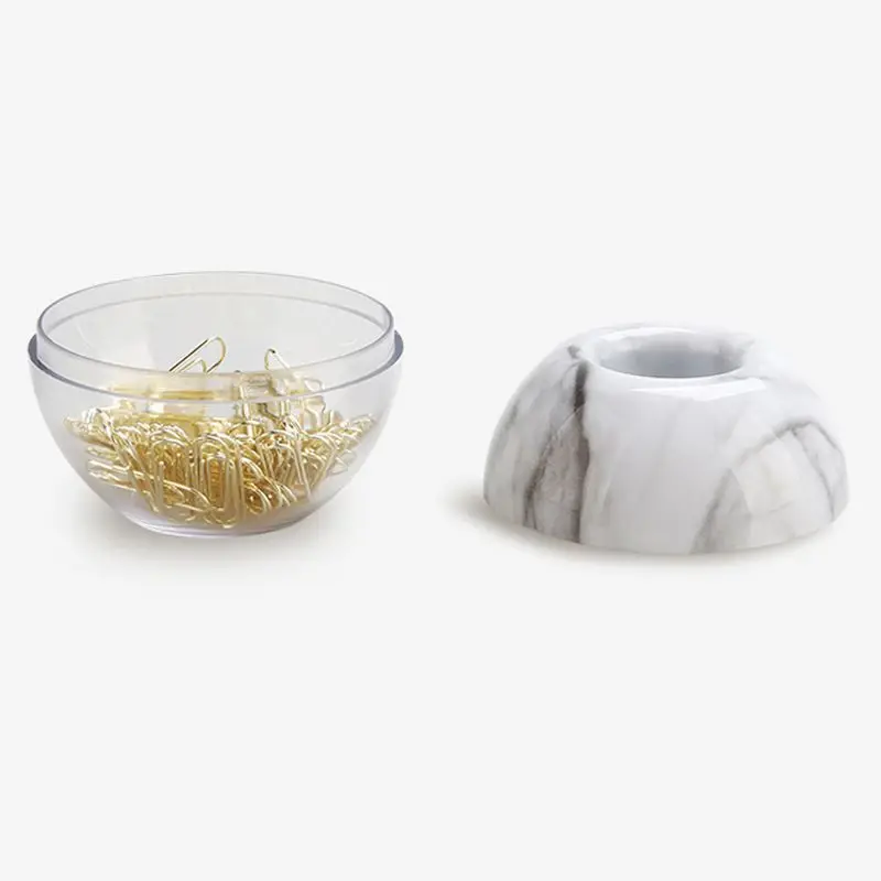 

Gold Paper Clips in Elegant Magnetic Marble White Clip Holder, 28mm, 100 Clips per Box