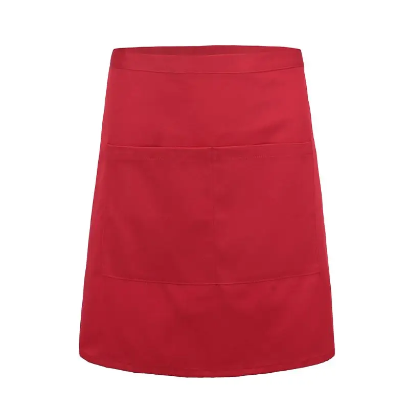 

Men Women 2 Pockets Waist Apron Extra Long Straps Adjustable Short Half Apron for Kitchen Restaurant Chef Server Waitress Waiter